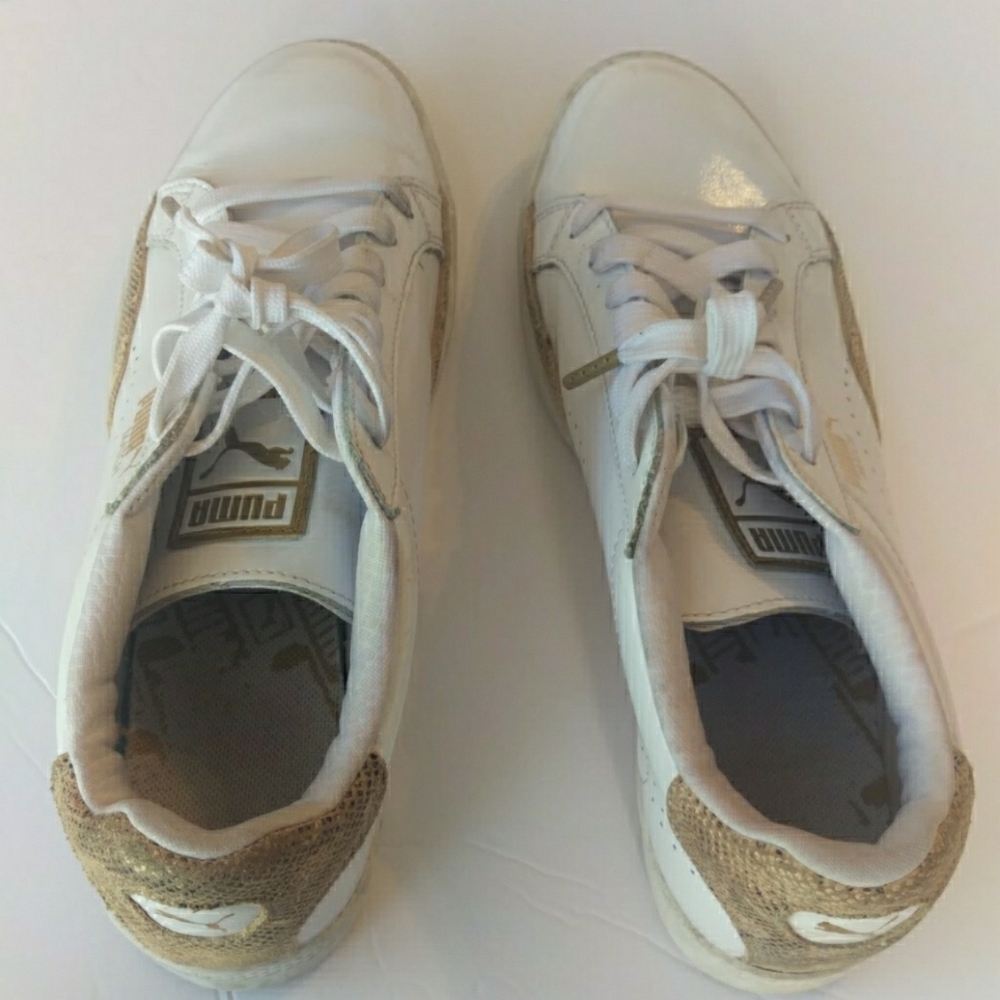 Puma Basic Match White Leather Snakeskin Shoes Goo - image 7